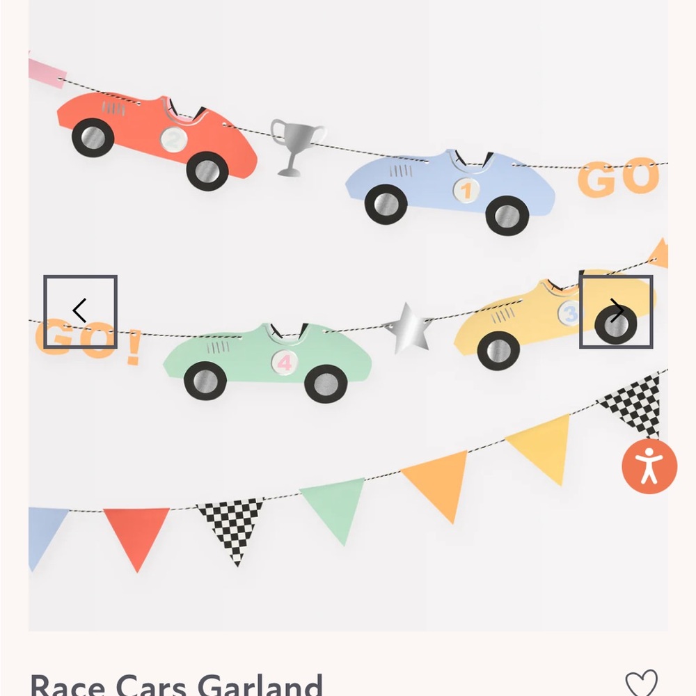 Birthday Decorations Meri Meri Race Car Garlands Set of 2 - Picture 7 of 7